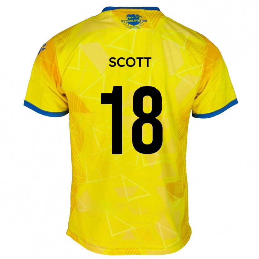 Danxen Mujer Camiseta Christian Scott #18 Amarillo Azul 2ª Equipación 2025/26 La Camisa