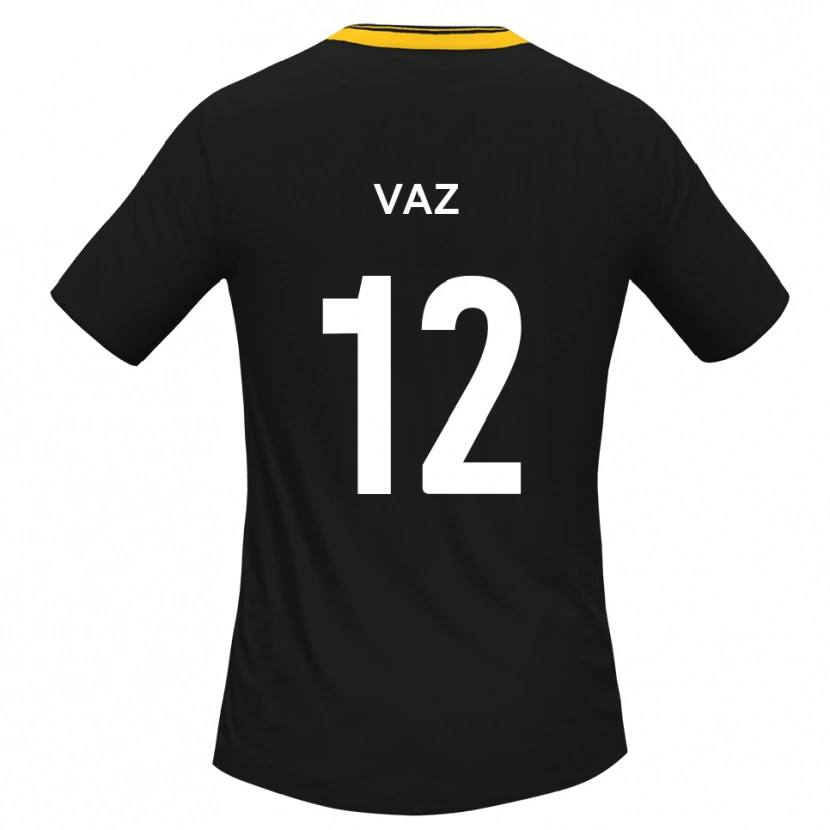 Danxen Mujer Camiseta Eduino Vaz #12 Negro Amarillo 2ª Equipación 2025/26 La Camisa