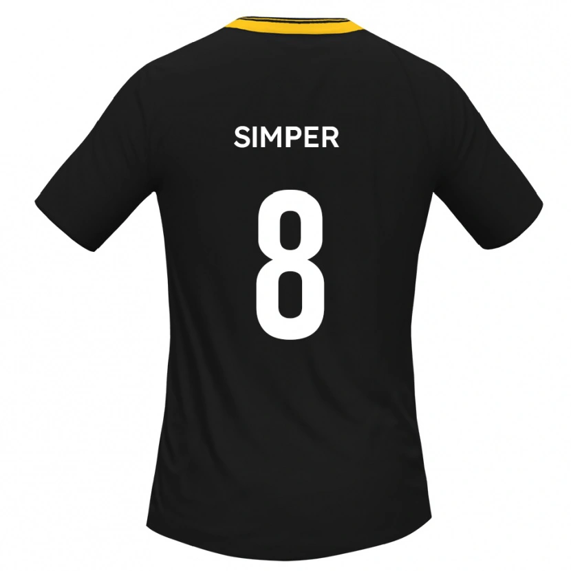 Danxen Mujer Camiseta Lewis Simper #8 Negro Amarillo 2ª Equipación 2025/26 La Camisa