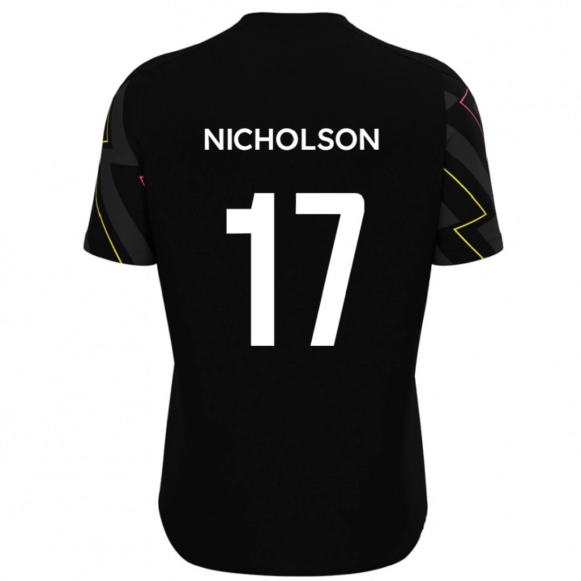 Danxen Mujer Camiseta Brad Nicholson #17 Negro Gris 2ª Equipación 2025/26 La Camisa