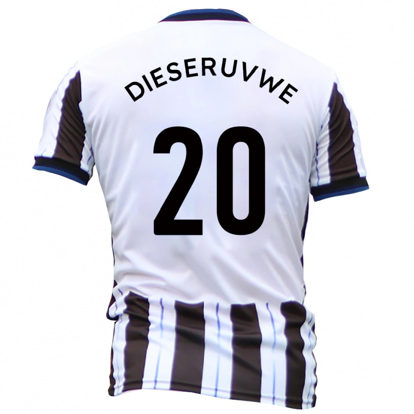 Danxen Mujer Camiseta Emmanuel Dieseruvwe #20 Blanco Negro 2ª Equipación 2025/26 La Camisa