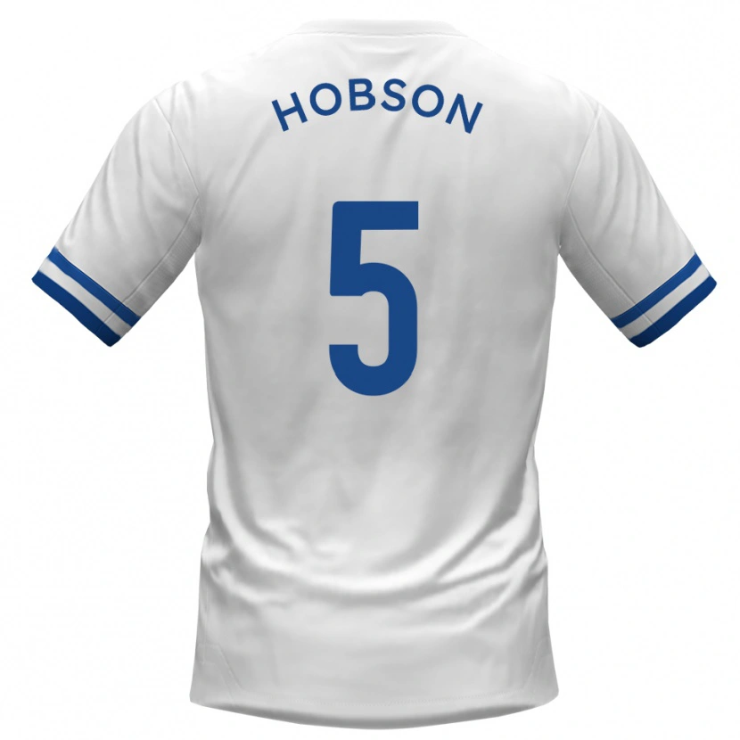 Danxen Mujer Camiseta Shaun Hobson #5 Blanco Azul 2ª Equipación 2025/26 La Camisa
