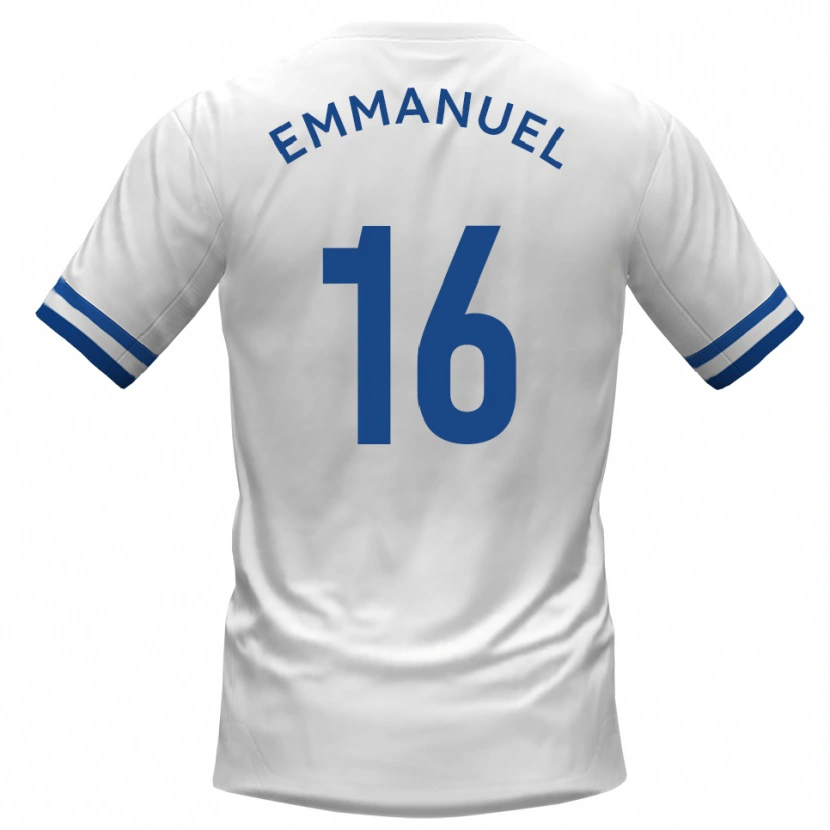 Danxen Mujer Camiseta Josh Emmanuel #16 Blanco Azul 2ª Equipación 2025/26 La Camisa