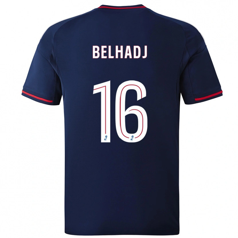 Danxen Mujer Camiseta Féerine Belhadj #16 Azul Marino Rojo 2ª Equipación 2025/26 La Camisa
