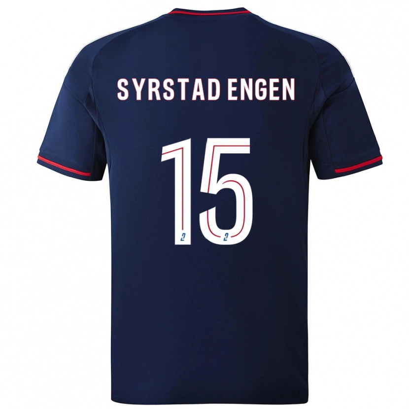 Danxen Mujer Camiseta Ingrid Syrstad Engen #15 Azul Marino Rojo 2ª Equipación 2025/26 La Camisa