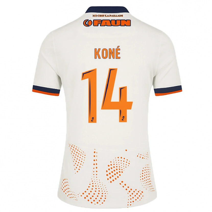 Danxen Mujer Camiseta Djomoh Koné #14 Blanco Naranja 2ª Equipación 2025/26 La Camisa