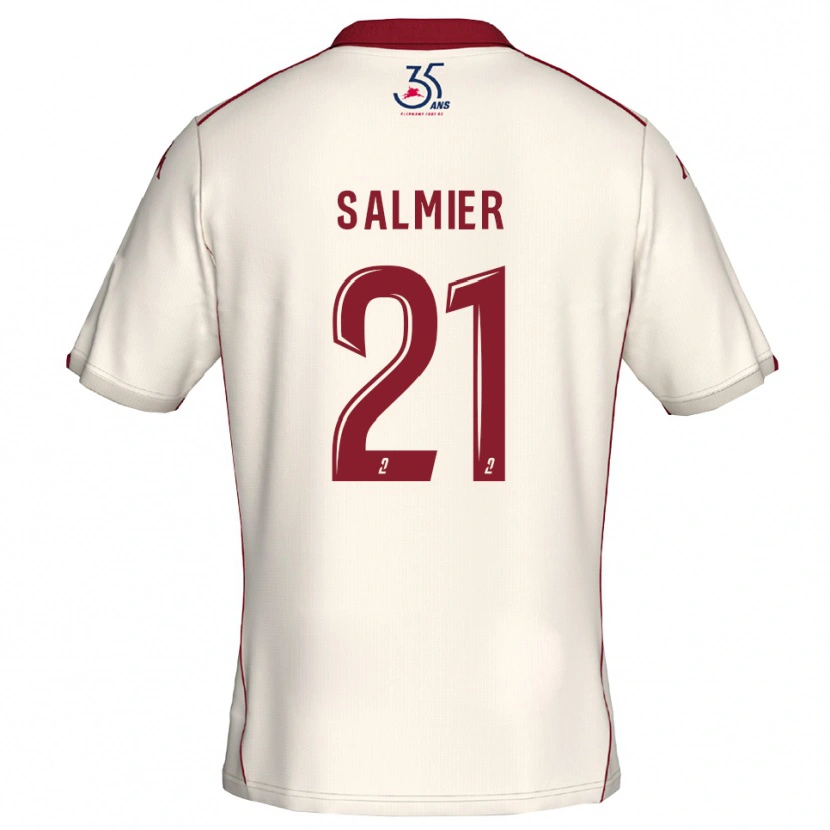 Danxen Mujer Camiseta Yoann Salmier #21 Blanco Borgoña 2ª Equipación 2025/26 La Camisa