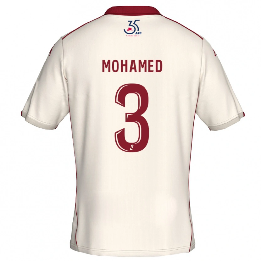 Danxen Mujer Camiseta Yassine Mohamed #3 Blanco Borgoña 2ª Equipación 2025/26 La Camisa