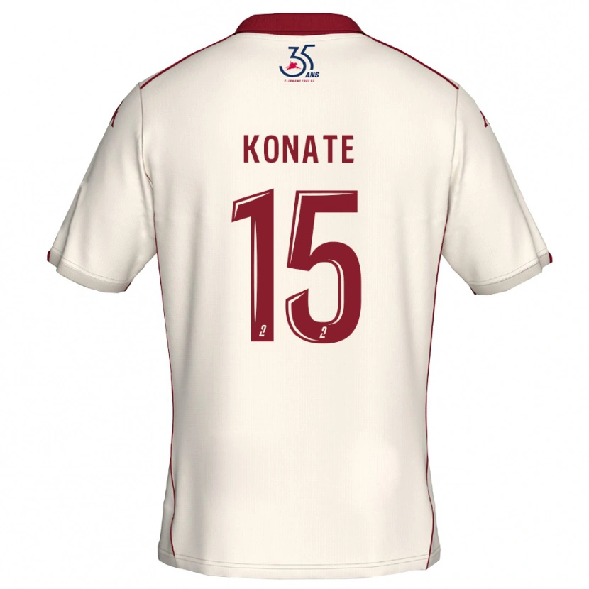 Danxen Mujer Camiseta Cheick Oumar Konaté #15 Blanco Borgoña 2ª Equipación 2025/26 La Camisa