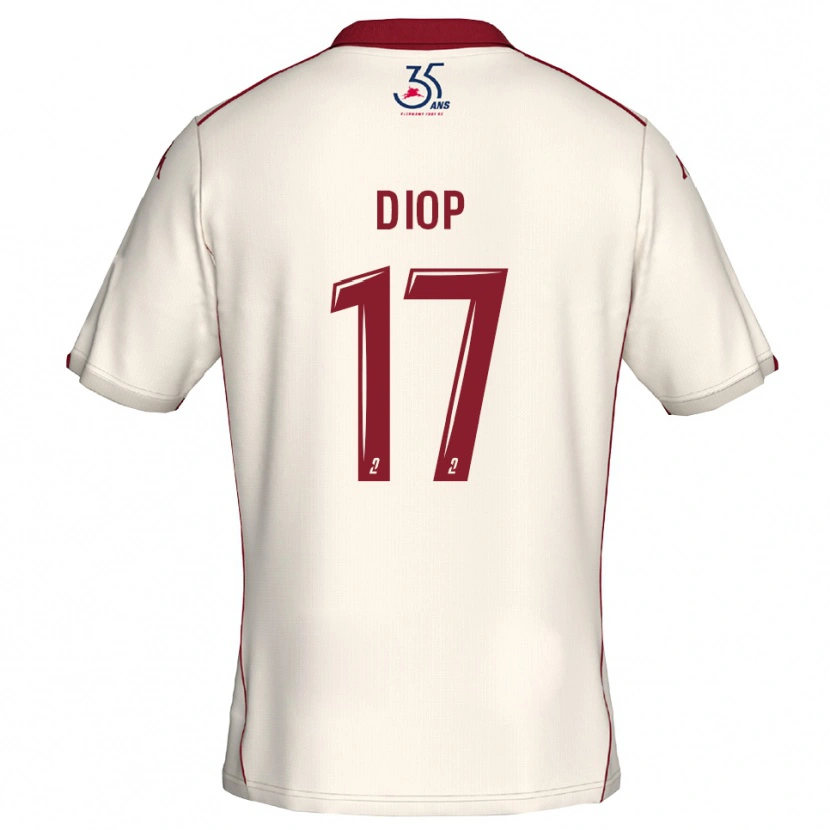 Danxen Mujer Camiseta Ousmane Diop #17 Blanco Borgoña 2ª Equipación 2025/26 La Camisa