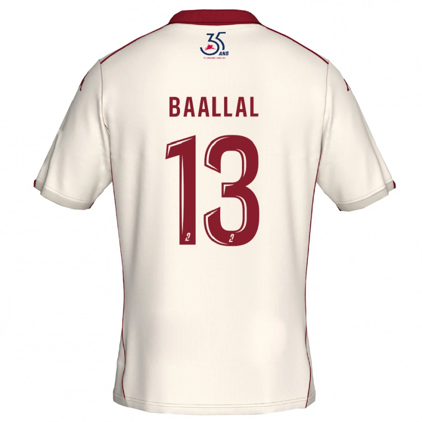 Danxen Mujer Camiseta Abdellah Baallal #13 Blanco Borgoña 2ª Equipación 2025/26 La Camisa