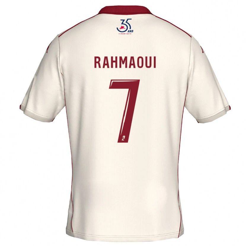 Danxen Mujer Camiseta Yazid Rahmaoui #7 Blanco Borgoña 2ª Equipación 2025/26 La Camisa
