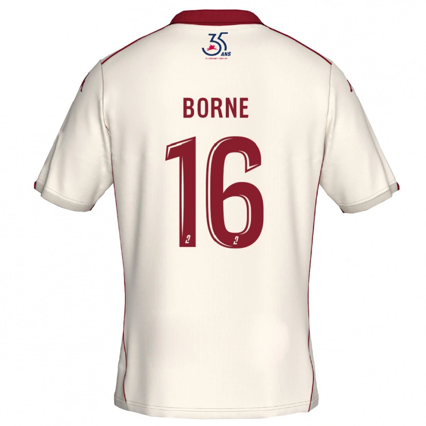 Danxen Mujer Camiseta Théo Borne #16 Blanco Borgoña 2ª Equipación 2025/26 La Camisa
