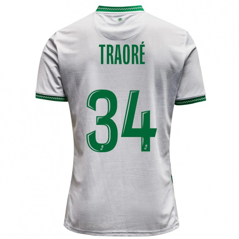 Danxen Mujer Camiseta Lassana Traoré #34 Blanco Verde 2ª Equipación 2025/26 La Camisa