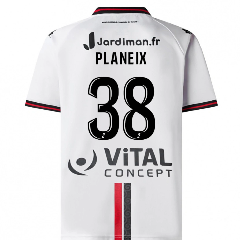 Danxen Mujer Camiseta Idriss Planeix #38 Blanco Rojo 2ª Equipación 2025/26 La Camisa