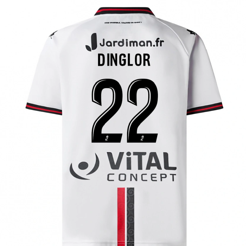 Danxen Mujer Camiseta Elodie Dinglor #22 Blanco Rojo 2ª Equipación 2025/26 La Camisa