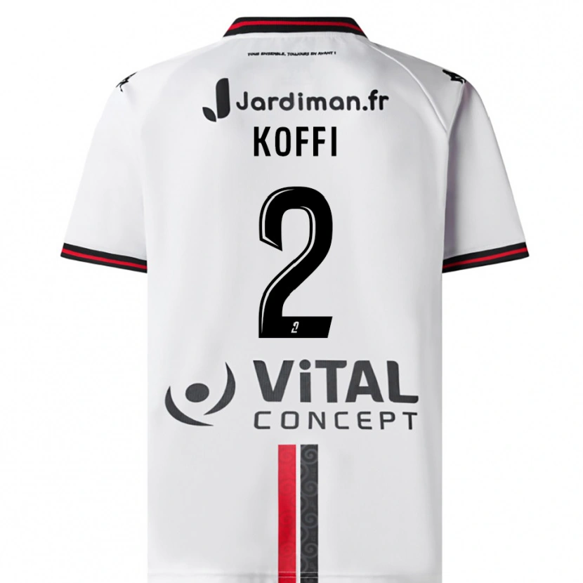 Danxen Mujer Camiseta Erwin Koffi #2 Blanco Rojo 2ª Equipación 2025/26 La Camisa