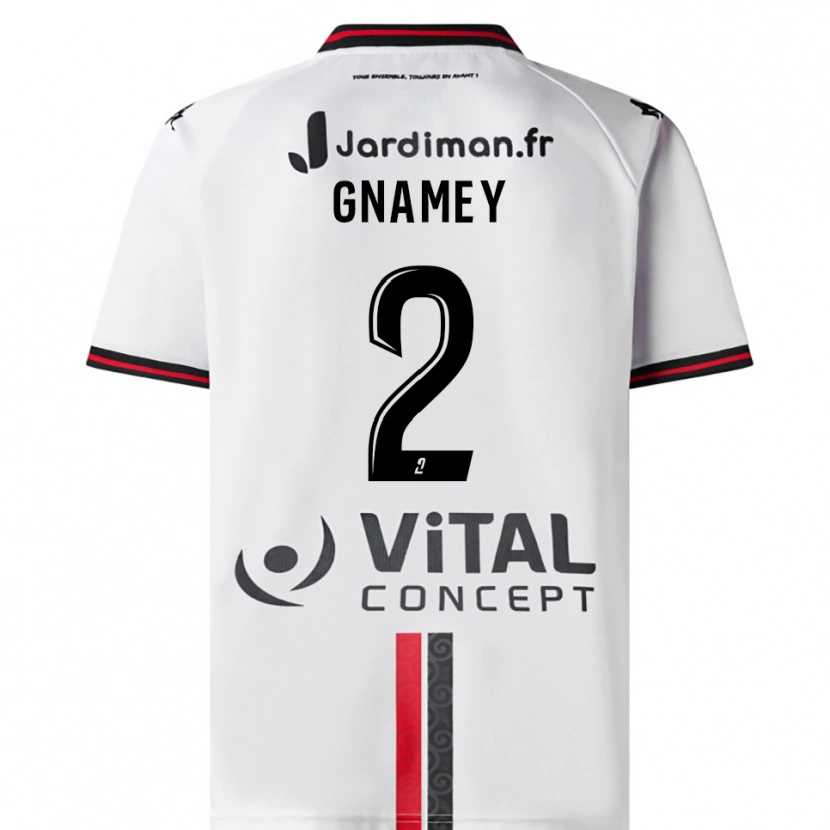 Danxen Mujer Camiseta Servais Gnamey #2 Blanco Rojo 2ª Equipación 2025/26 La Camisa