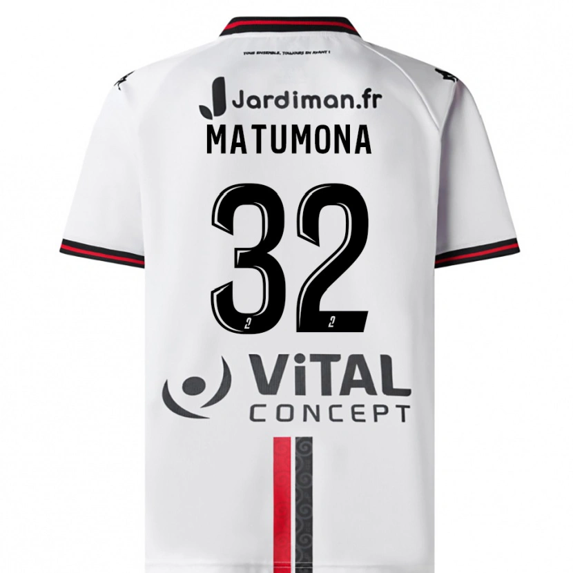 Danxen Mujer Camiseta Jérémie Matumona #32 Blanco Rojo 2ª Equipación 2025/26 La Camisa