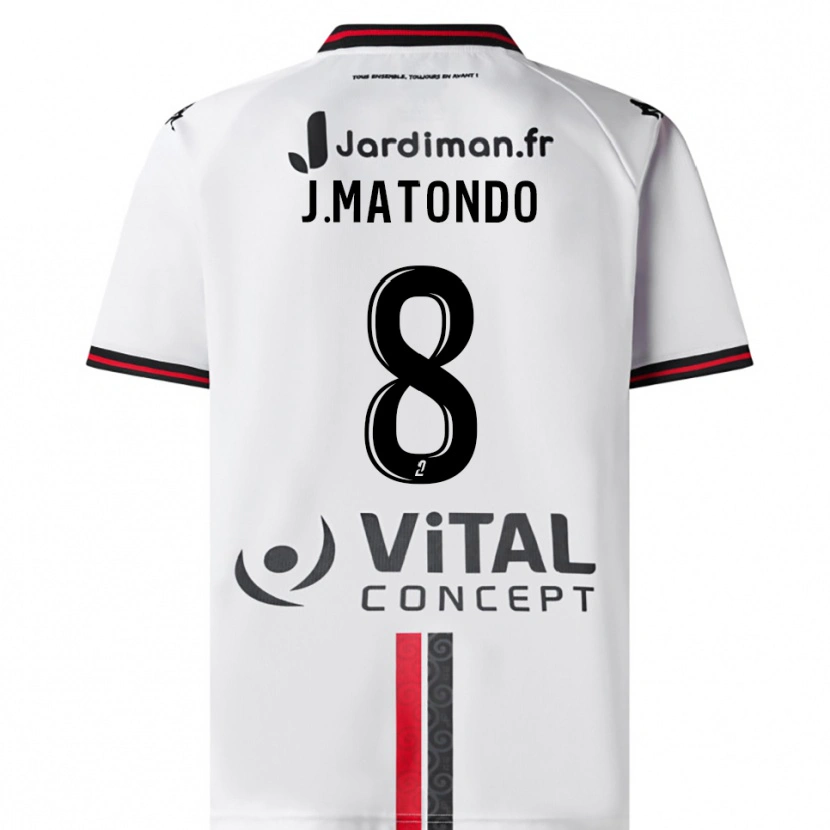 Danxen Mujer Camiseta Joël Matondo #8 Blanco Rojo 2ª Equipación 2025/26 La Camisa