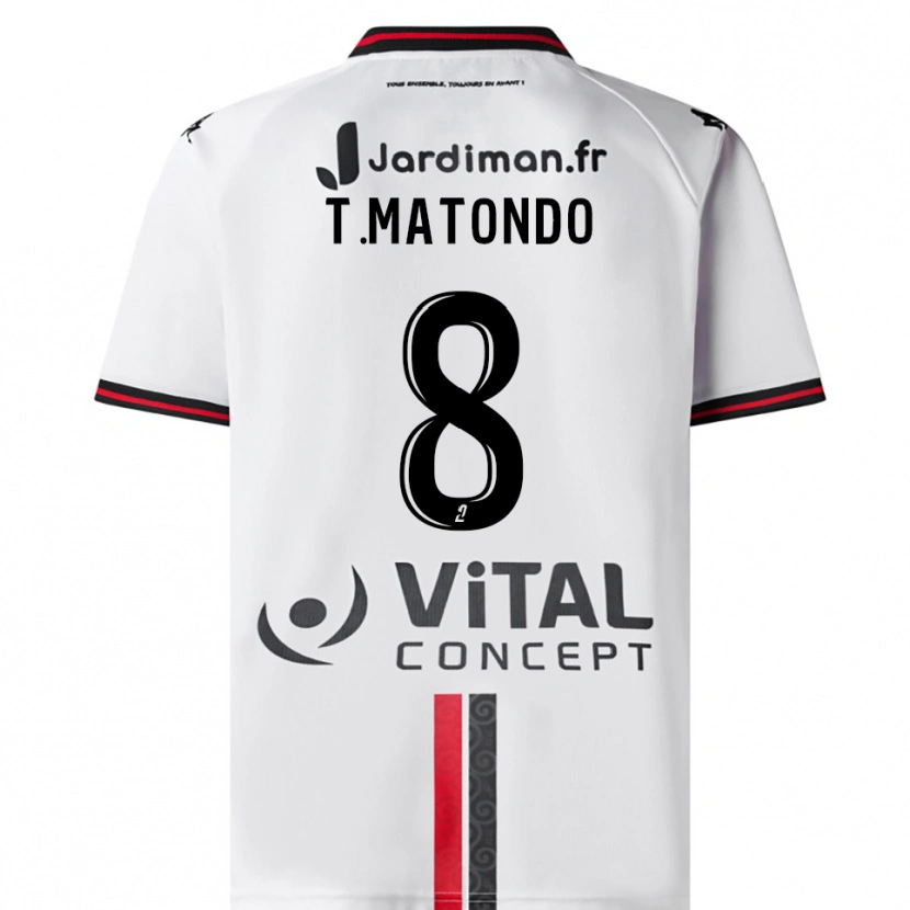 Danxen Mujer Camiseta Trésor Matondo #8 Blanco Rojo 2ª Equipación 2025/26 La Camisa