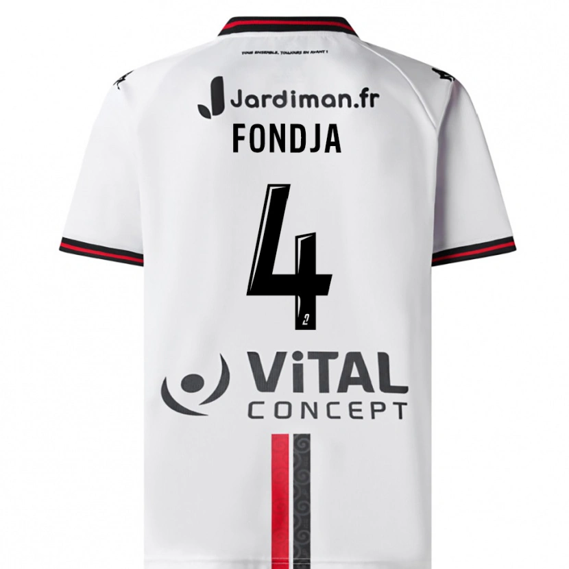 Danxen Mujer Camiseta Nathan Fondja #4 Blanco Rojo 2ª Equipación 2025/26 La Camisa
