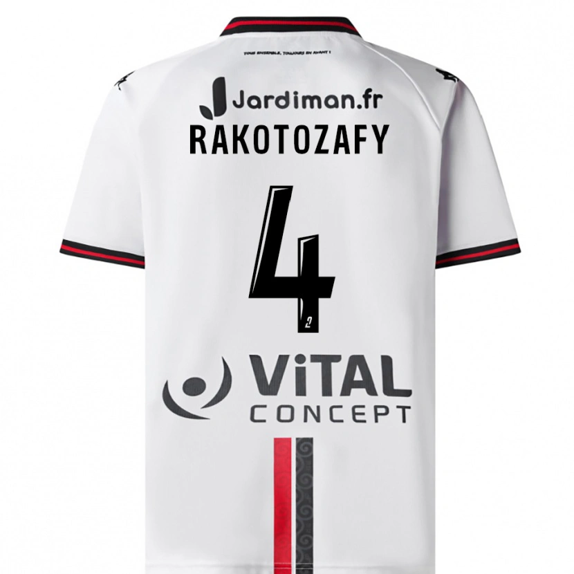 Danxen Mujer Camiseta Lucas Rakotozafy #4 Blanco Rojo 2ª Equipación 2025/26 La Camisa