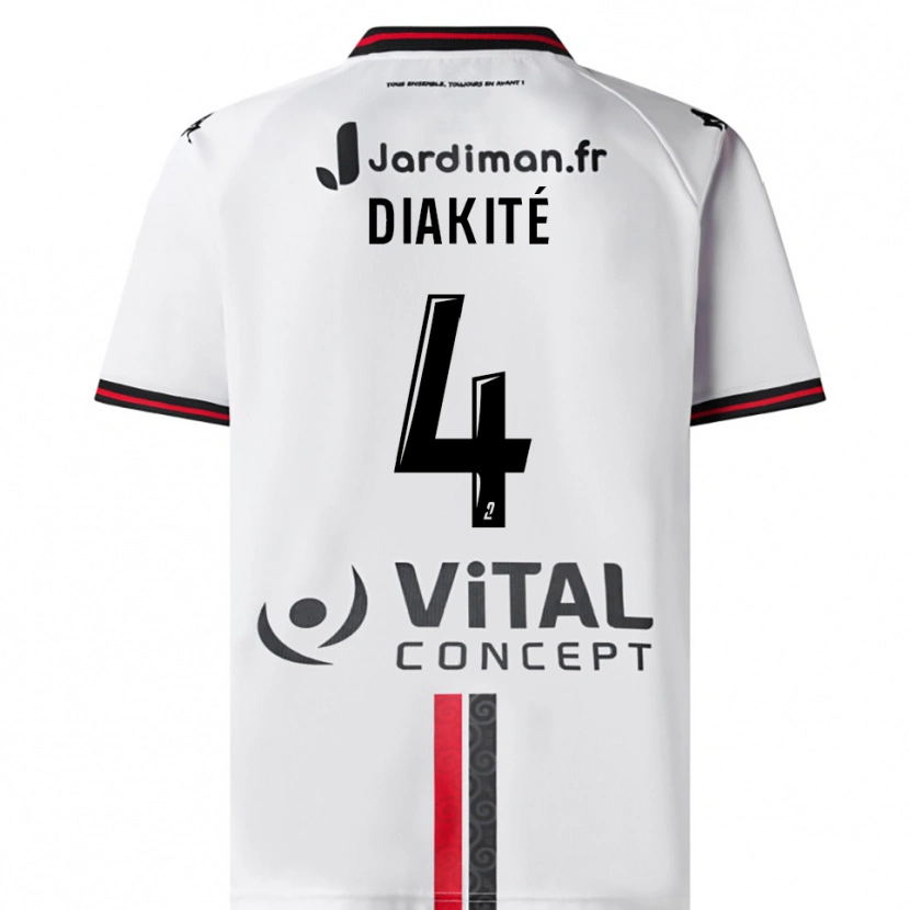 Danxen Mujer Camiseta Ibrahima Diakité #4 Blanco Rojo 2ª Equipación 2025/26 La Camisa