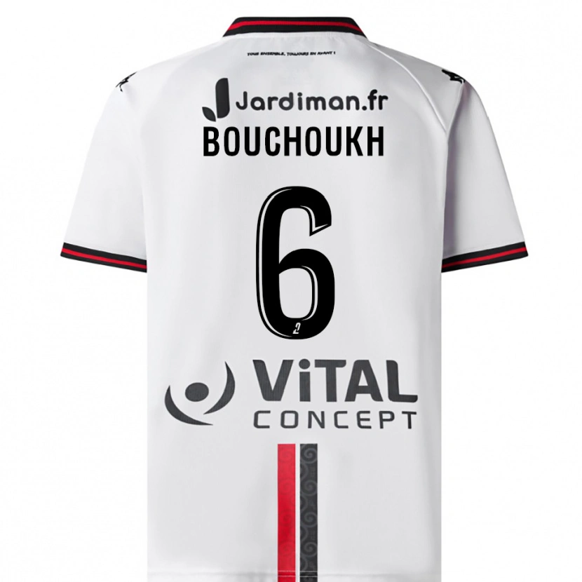 Danxen Mujer Camiseta Ahmed Bouchoukh #6 Blanco Rojo 2ª Equipación 2025/26 La Camisa