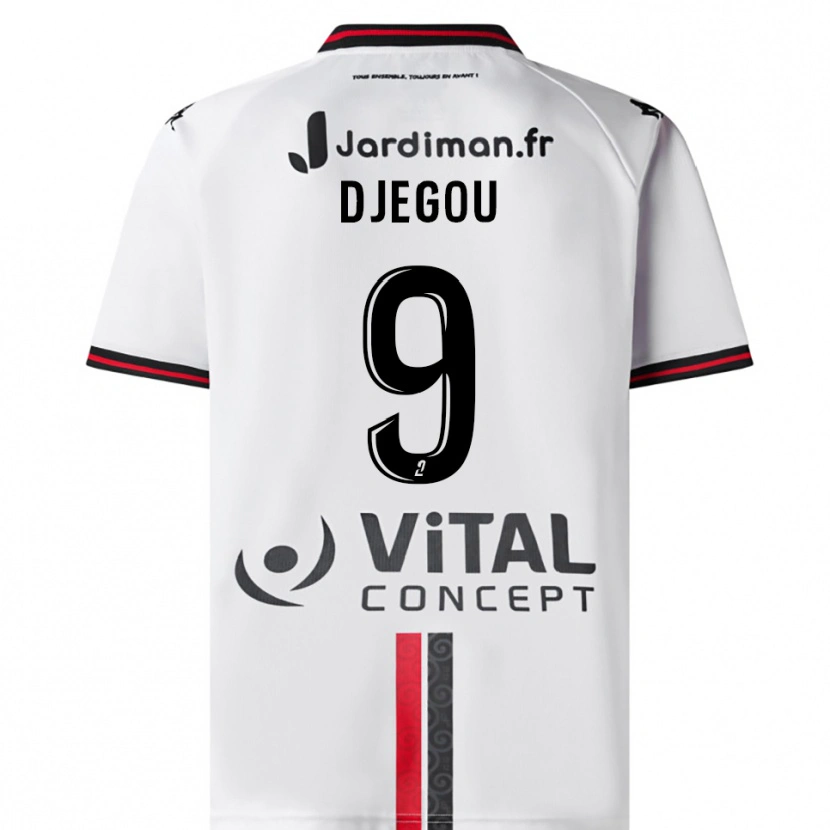 Danxen Mujer Camiseta Jean-Yves Djegou #9 Blanco Rojo 2ª Equipación 2025/26 La Camisa