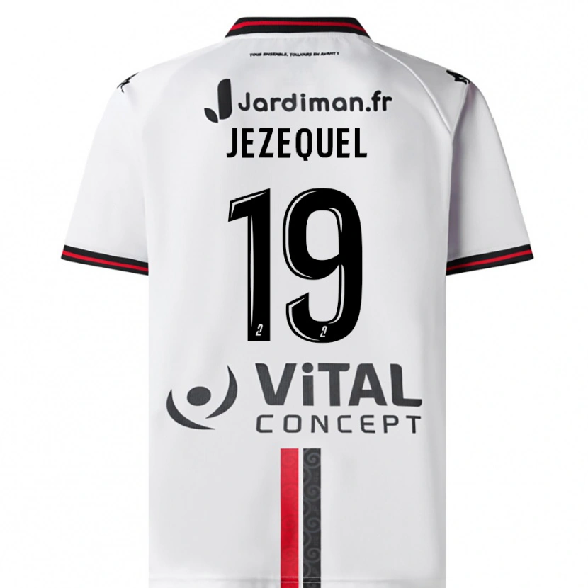 Danxen Mujer Camiseta Emmy Jezequel #19 Blanco Rojo 2ª Equipación 2025/26 La Camisa