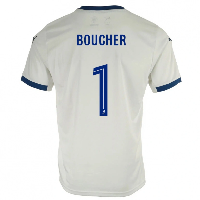 Danxen Mujer Camiseta Zacharie Boucher #1 Blanco Azul 2ª Equipación 2025/26 La Camisa