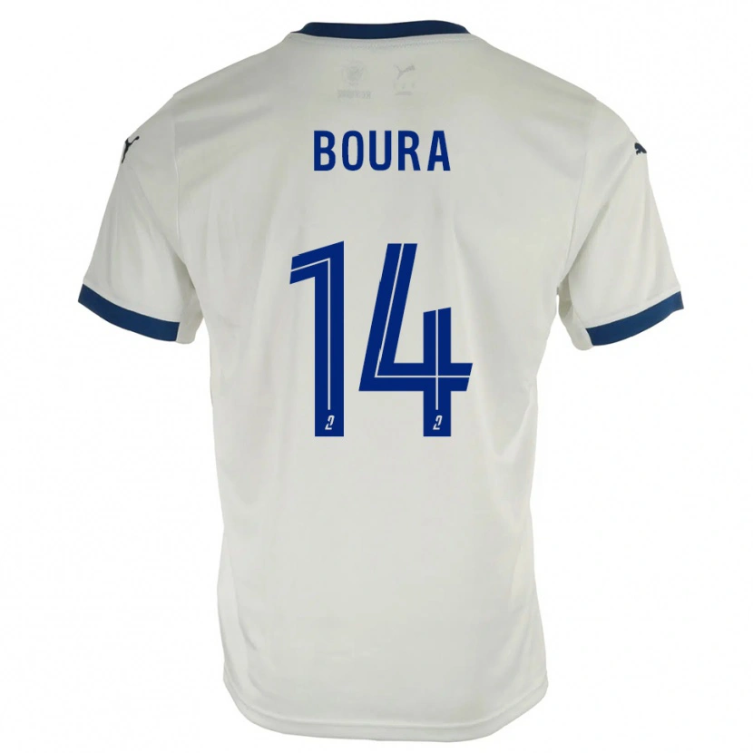 Danxen Mujer Camiseta Ismaël Boura #14 Blanco Azul 2ª Equipación 2025/26 La Camisa