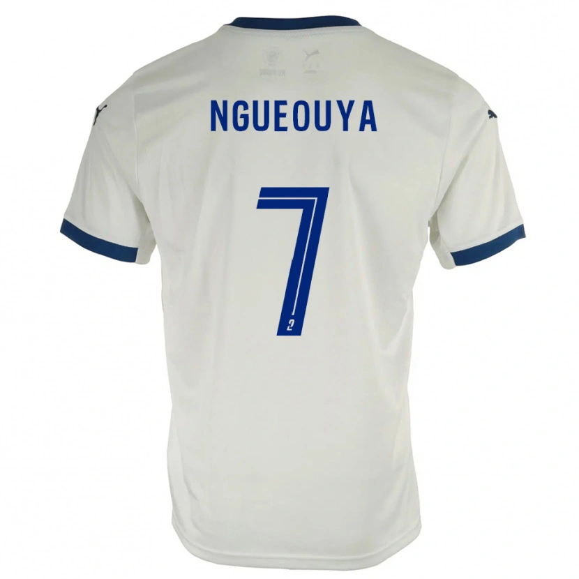 Danxen Mujer Camiseta Anthony Ngueouya #7 Blanco Azul 2ª Equipación 2025/26 La Camisa
