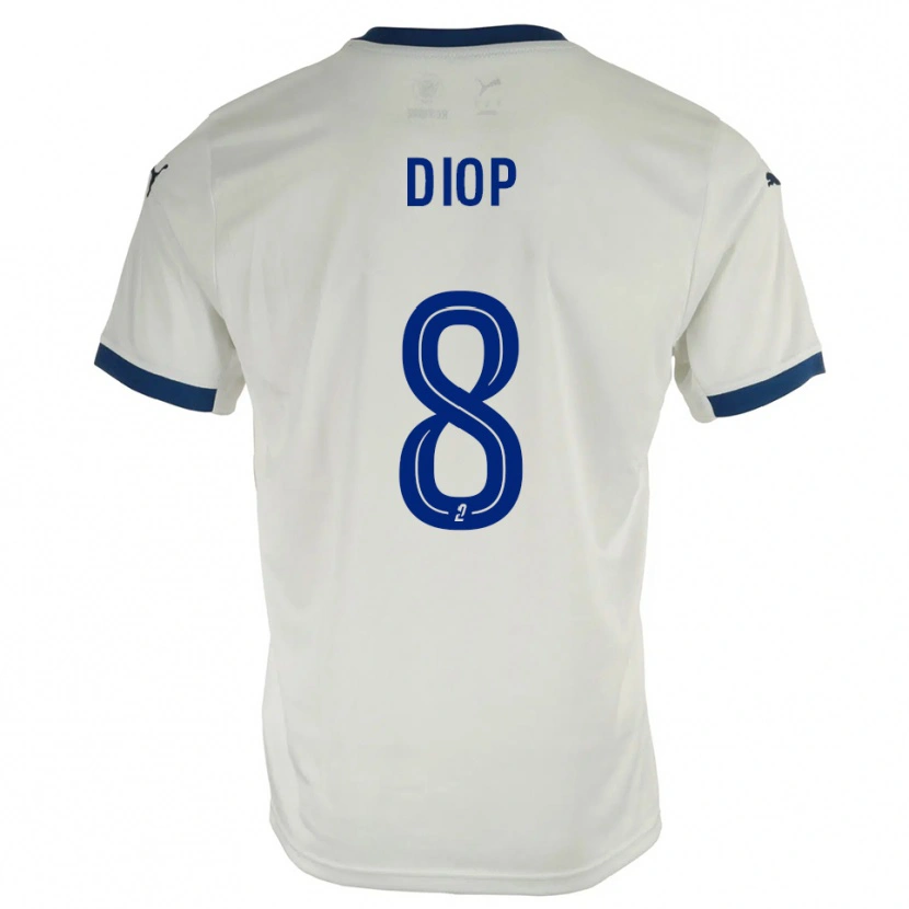 Danxen Mujer Camiseta Mouhamed Diop #8 Blanco Azul 2ª Equipación 2025/26 La Camisa