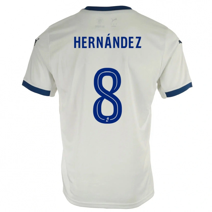 Danxen Mujer Camiseta Pablo Hernandez #8 Blanco Azul 2ª Equipación 2025/26 La Camisa