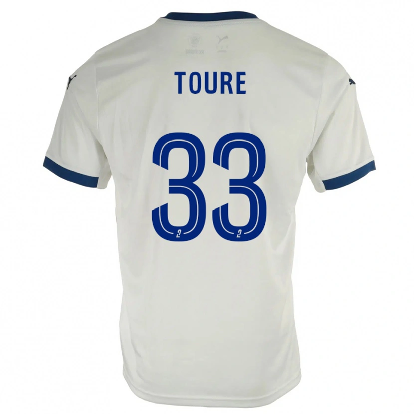 Danxen Mujer Camiseta Almami Touré #33 Blanco Azul 2ª Equipación 2025/26 La Camisa