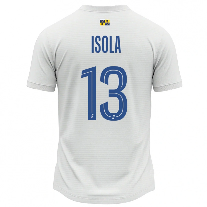 Danxen Mujer Camiseta Baptiste Isola #13 Blanco Azul 2ª Equipación 2025/26 La Camisa