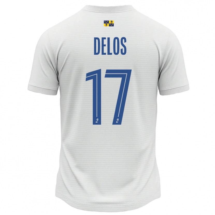Danxen Mujer Camiseta Shaquil Delos #17 Blanco Azul 2ª Equipación 2025/26 La Camisa