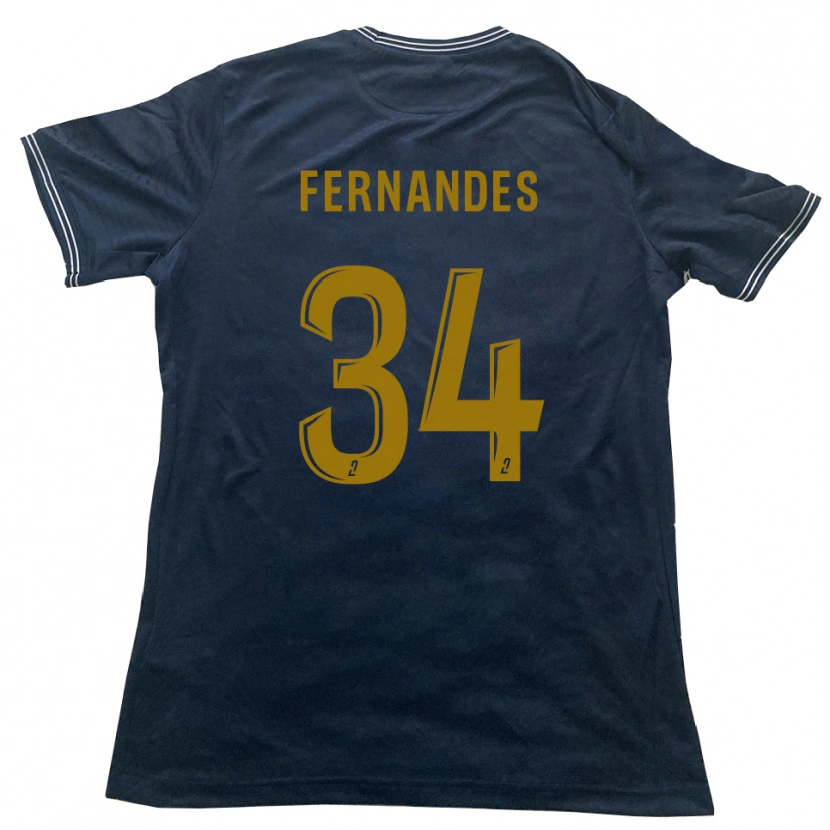 Danxen Mujer Camiseta Alexandre Fernandes #34 Azul Marino Oro 2ª Equipación 2025/26 La Camisa