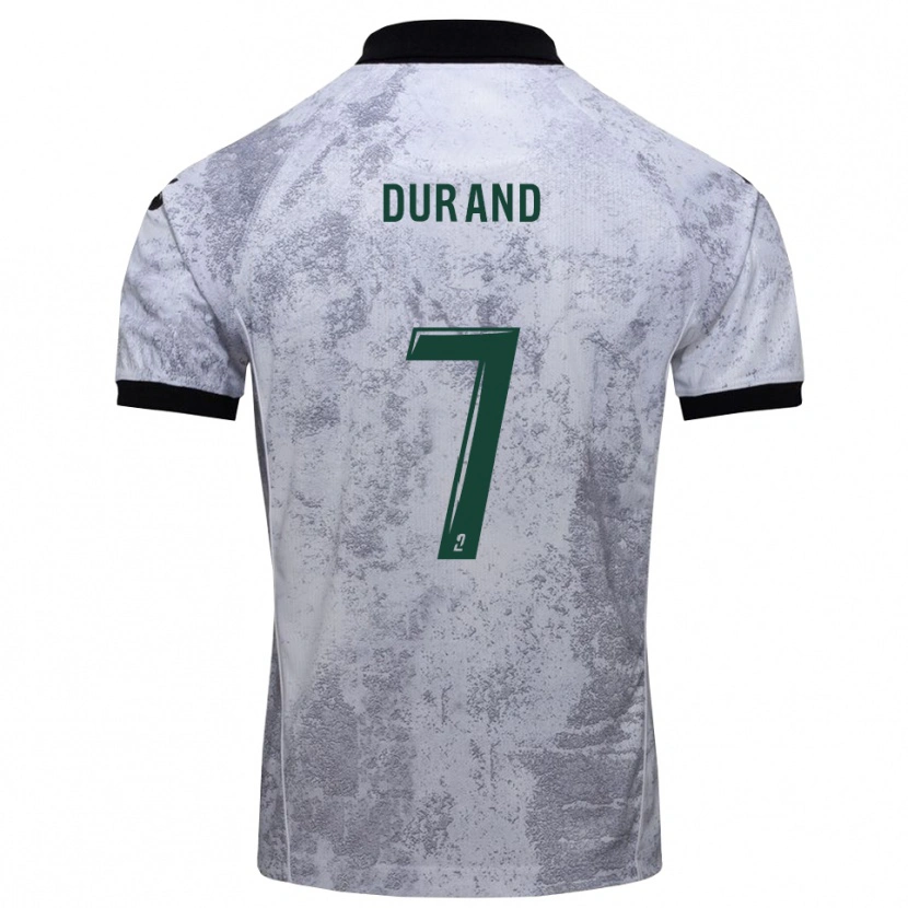 Danxen Mujer Camiseta Damien Durand #7 Blanco Negro 2ª Equipación 2025/26 La Camisa