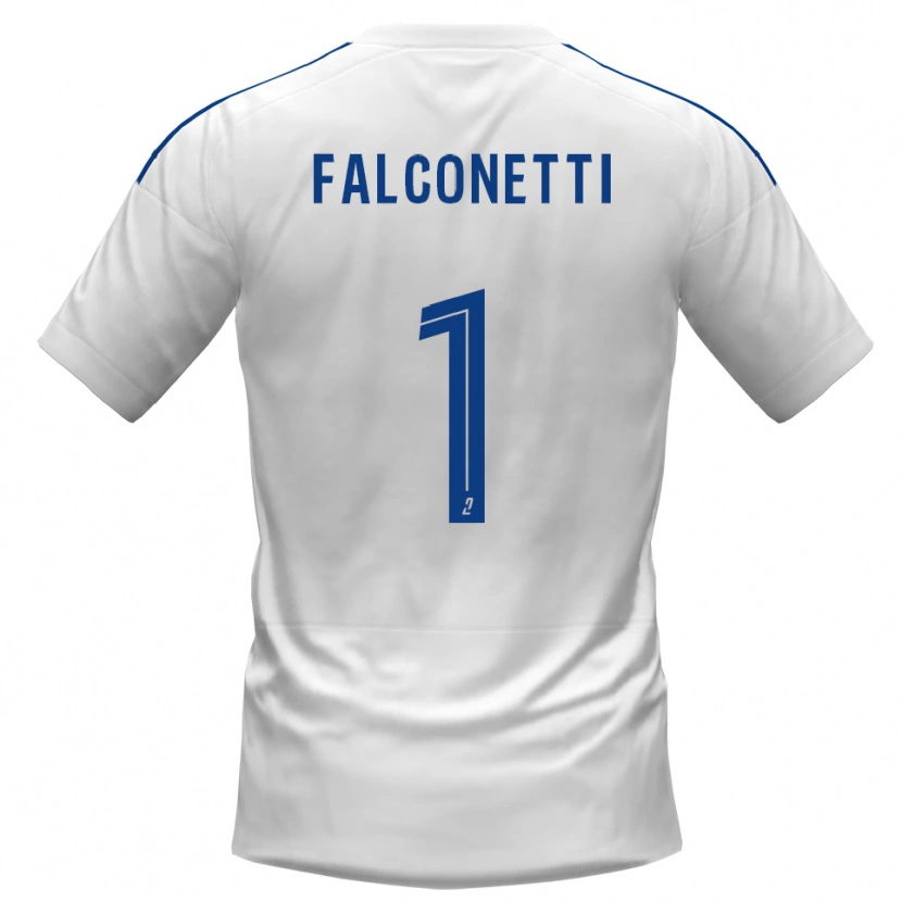 Danxen Mujer Camiseta Thomas Falconetti #1 Blanco Azul 2ª Equipación 2025/26 La Camisa