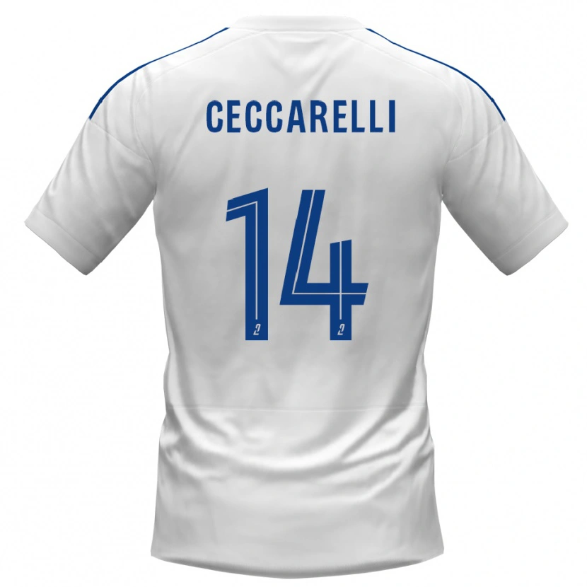 Danxen Mujer Camiseta Grégory Ceccarelli #14 Blanco Azul 2ª Equipación 2025/26 La Camisa