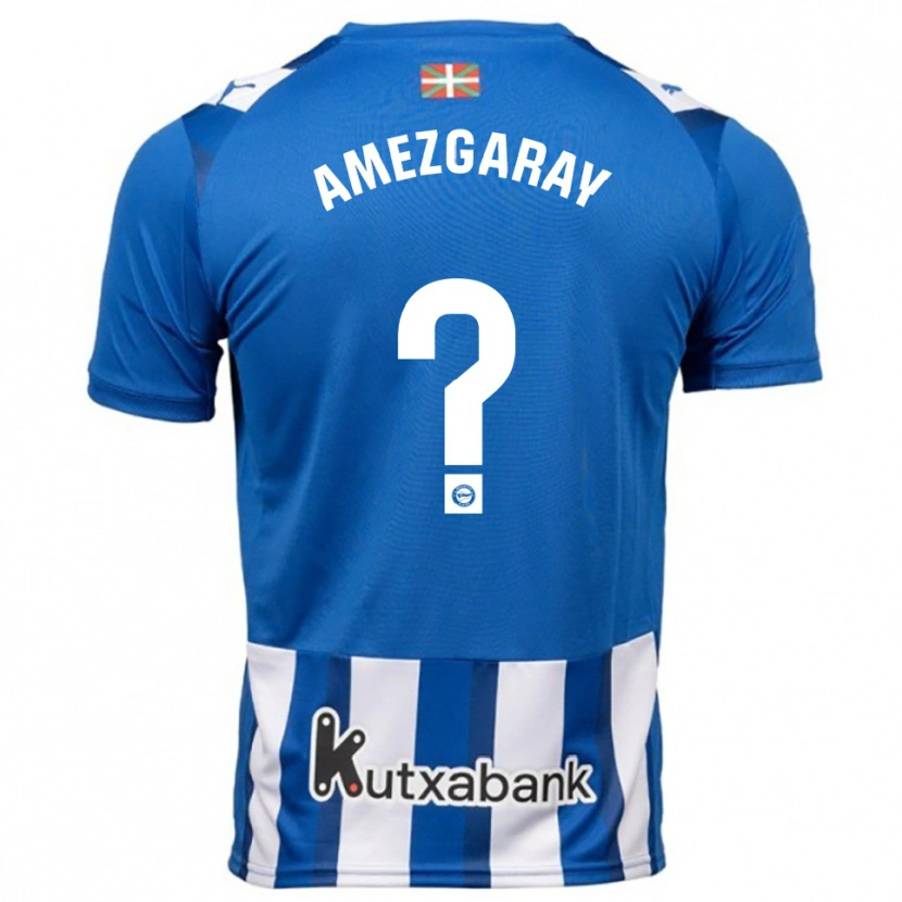 Danxen Niño Camiseta Ander Amezgaray #0 Azul Blanco 1ª Equipación 2025/26 La Camisa