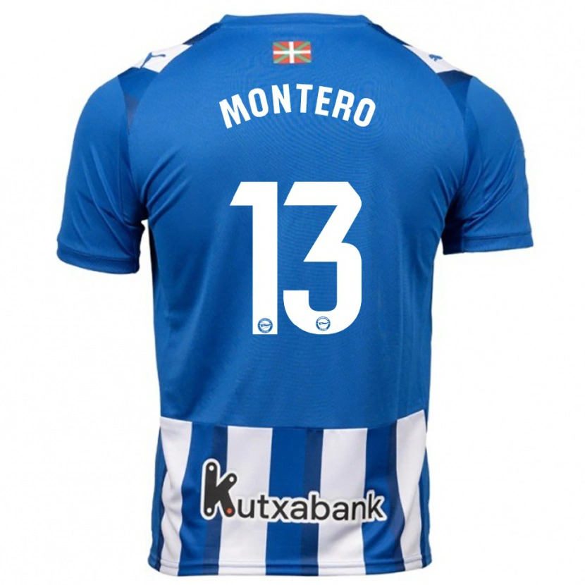 Danxen Niño Camiseta Rubén Montero #13 Azul Blanco 1ª Equipación 2025/26 La Camisa