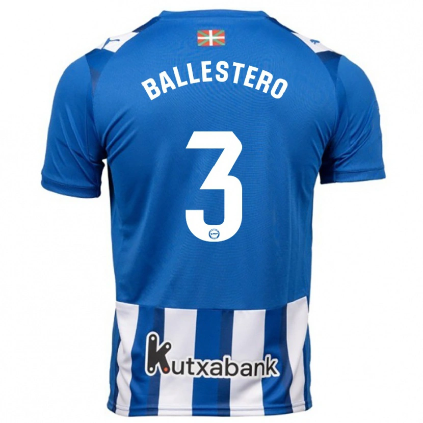 Danxen Niño Camiseta Carlos Ballestero #3 Azul Blanco 1ª Equipación 2025/26 La Camisa