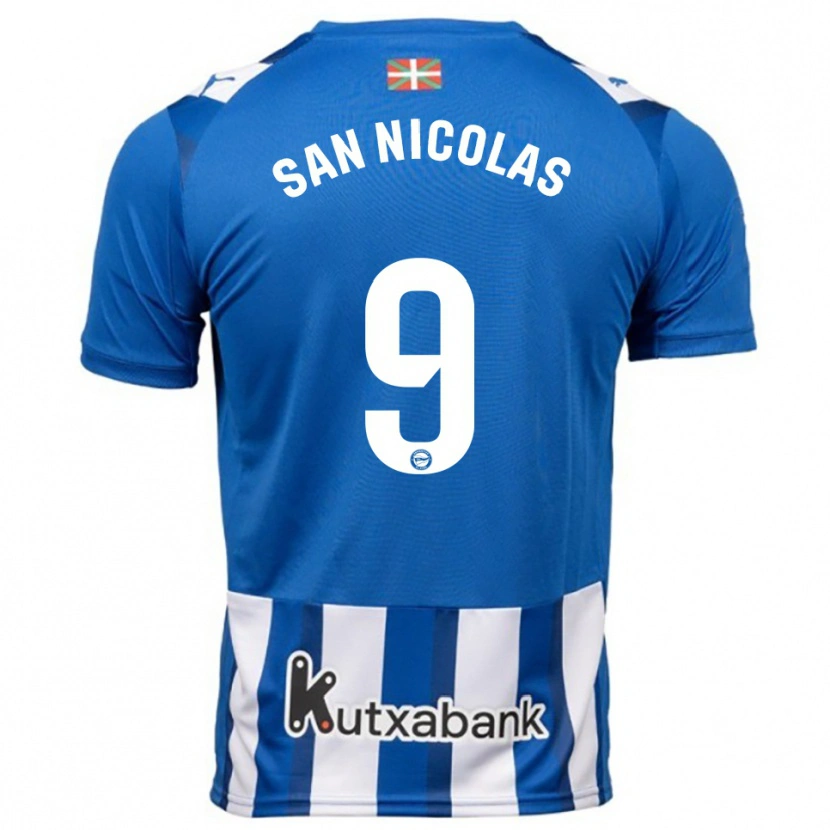 Danxen Niño Camiseta Olga San Nicolás #9 Azul Blanco 1ª Equipación 2025/26 La Camisa