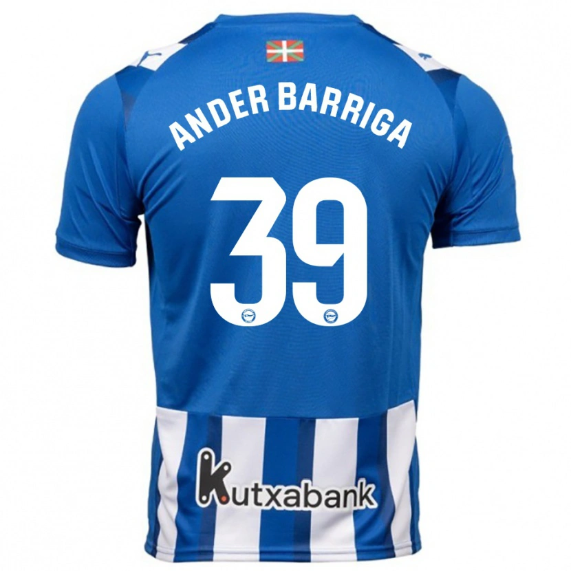 Danxen Niño Camiseta Jon Ander Barriga #39 Azul Blanco 1ª Equipación 2025/26 La Camisa