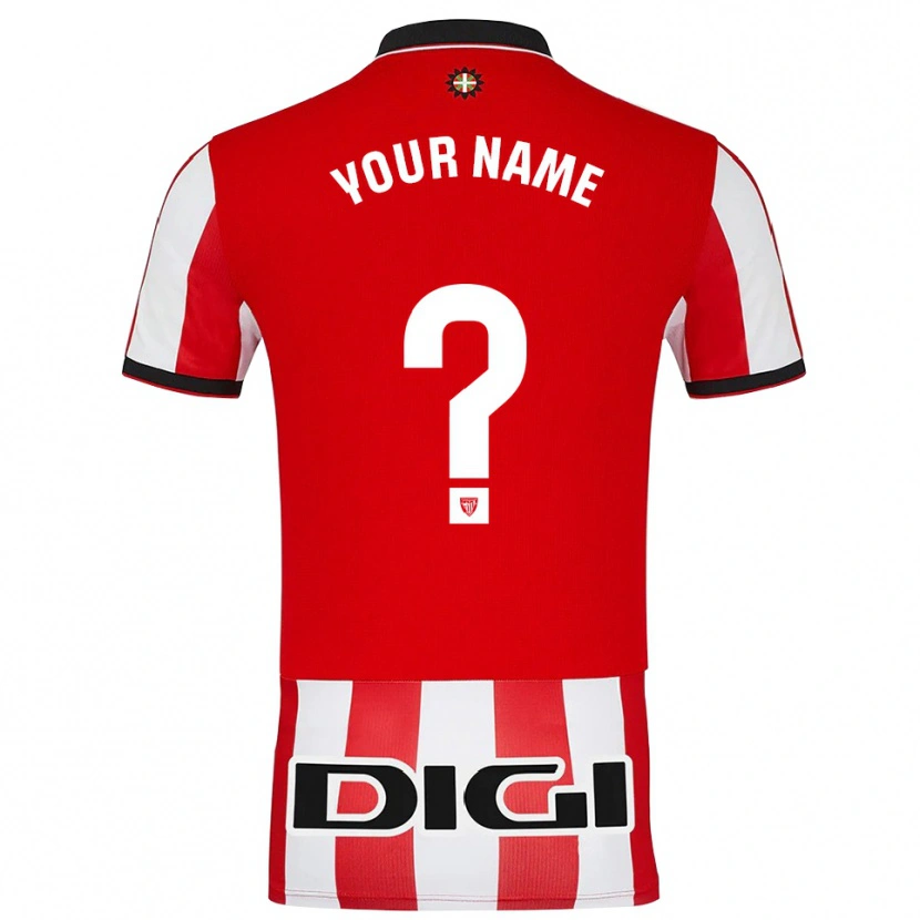 Danxen Niño Camiseta Su Nombre #0 Rojo Blanco 1ª Equipación 2025/26 La Camisa