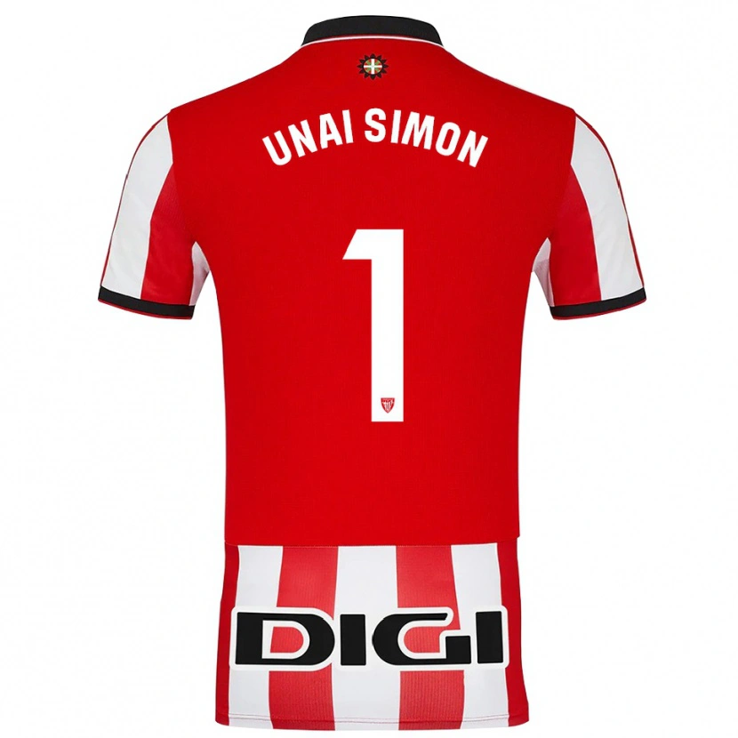 Danxen Niño Camiseta Unai Simón #1 Rojo Blanco 1ª Equipación 2025/26 La Camisa